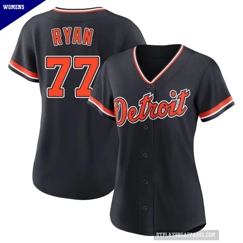 Women's No.77 River Ryan Detroit Tigers Navy Replica Alternate 2nd Jersey