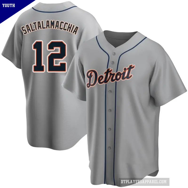 Youth No.12 Jarrod Saltalamacchia Detroit Tigers Gray Replica Road Jersey