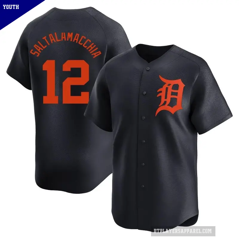 Youth No.12 Jarrod Saltalamacchia Detroit Tigers Navy Limited Alternate Jersey