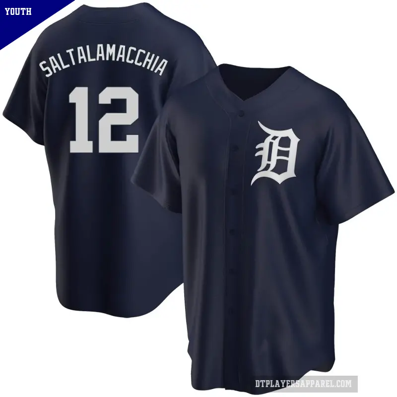 Youth No.12 Jarrod Saltalamacchia Detroit Tigers Navy Replica Alternate Jersey