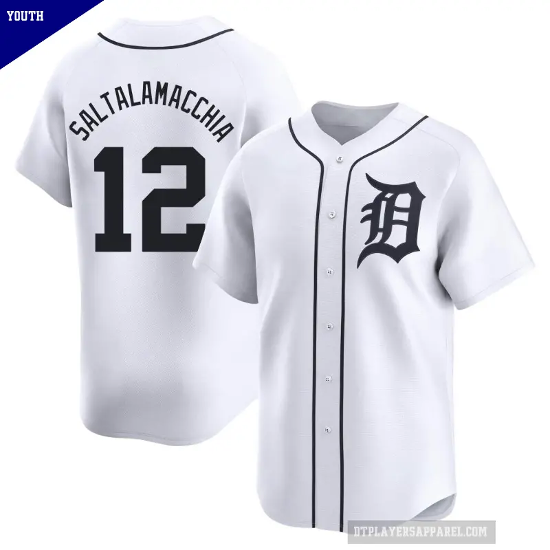 Youth No.12 Jarrod Saltalamacchia Detroit Tigers White Limited Home Jersey