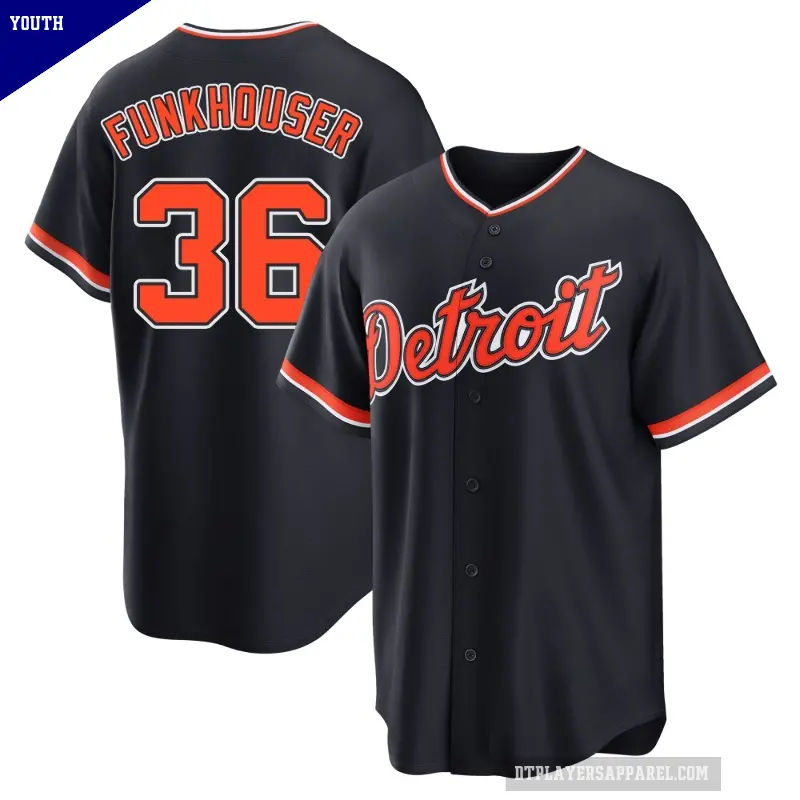 Youth No.36 Kyle Funkhouser Detroit Tigers Navy Replica Alternate 2nd Jersey