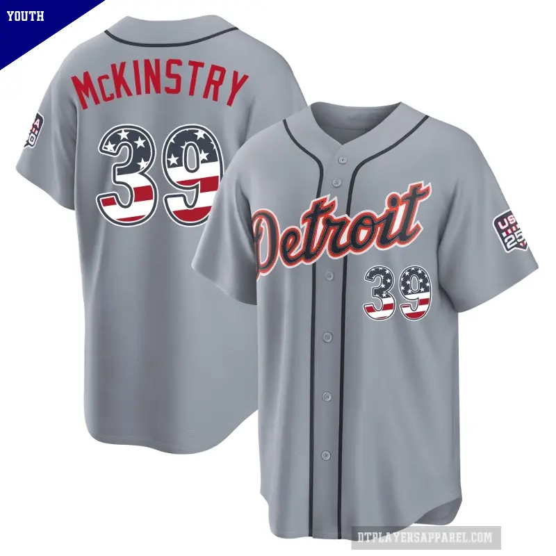 Youth No.39 Zach McKinstry Detroit Tigers Gray Limited USA 250 Fourth Of July Road Stadium Jersey