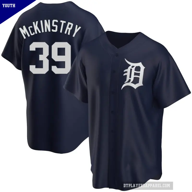 Youth No.39 Zach McKinstry Detroit Tigers Navy Replica Alternate Jersey