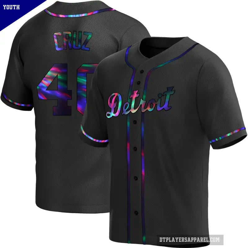Youth No.40 Trei Cruz Detroit Tigers Black Replica Holographic Alternate Jersey