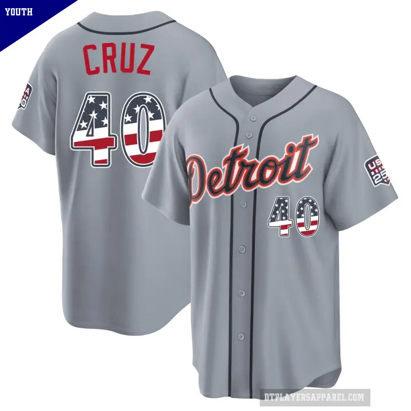 Youth No.40 Trei Cruz Detroit Tigers Gray Limited USA 250 Fourth Of July Road Stadium Jersey