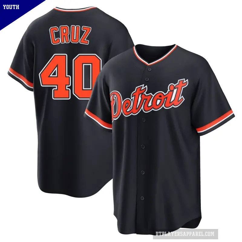 Youth No.40 Trei Cruz Detroit Tigers Navy Replica Alternate 2nd Jersey