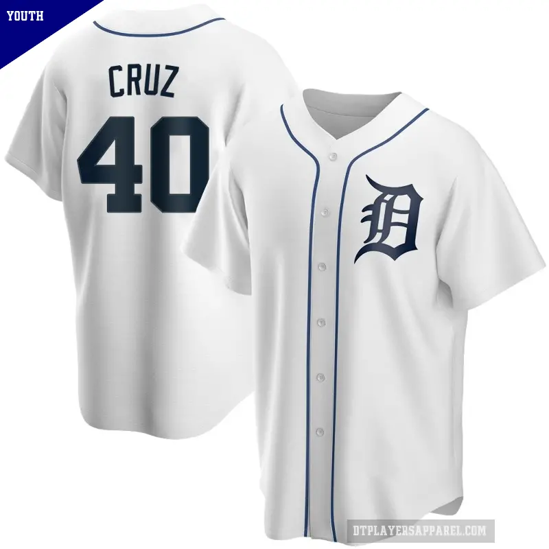 Youth No.40 Trei Cruz Detroit Tigers White Replica Home Jersey