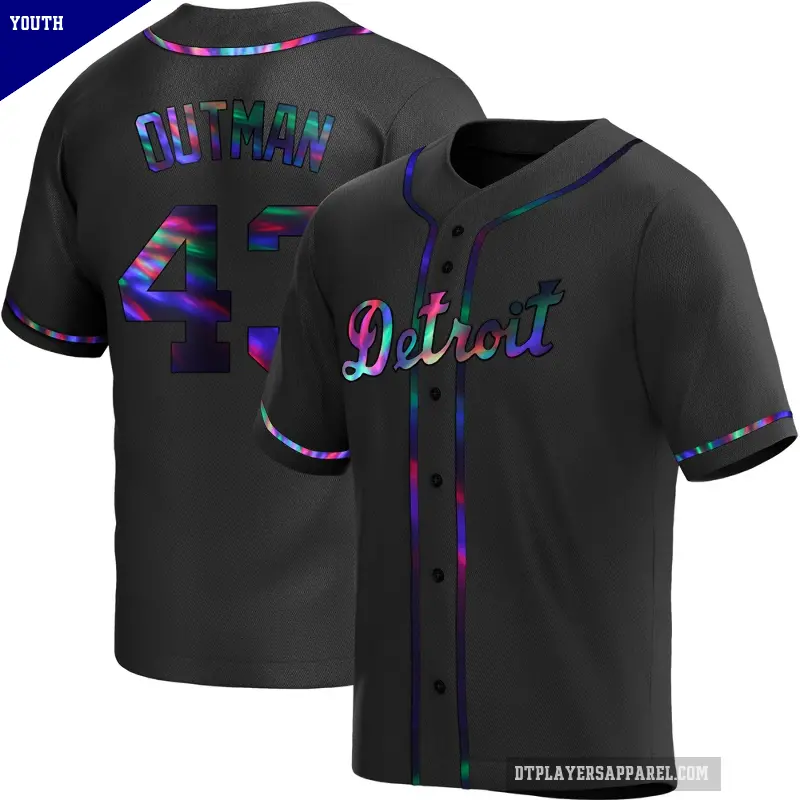 Youth No.43 James Outman Detroit Tigers Black Replica Holographic Alternate Jersey