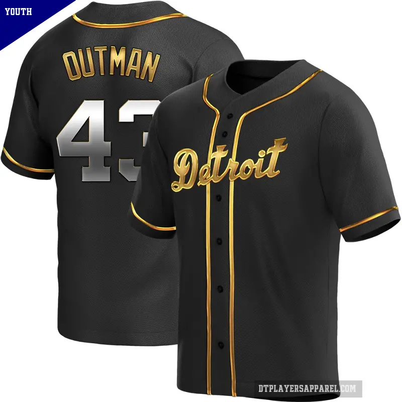 Youth No.43 James Outman Detroit Tigers Gold Replica Black en Alternate Jersey