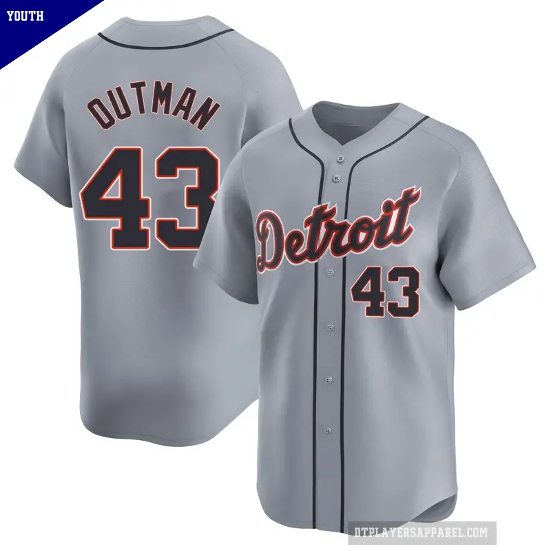 Youth No.43 James Outman Detroit Tigers Gray Limited Road Jersey