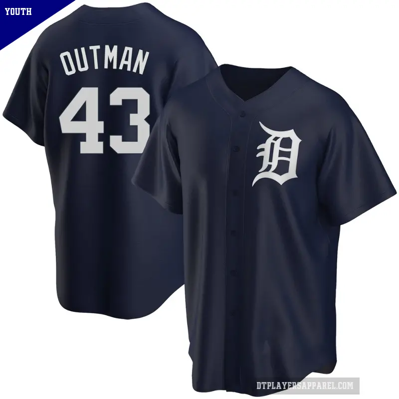 Youth No.43 James Outman Detroit Tigers Navy Replica Alternate Jersey