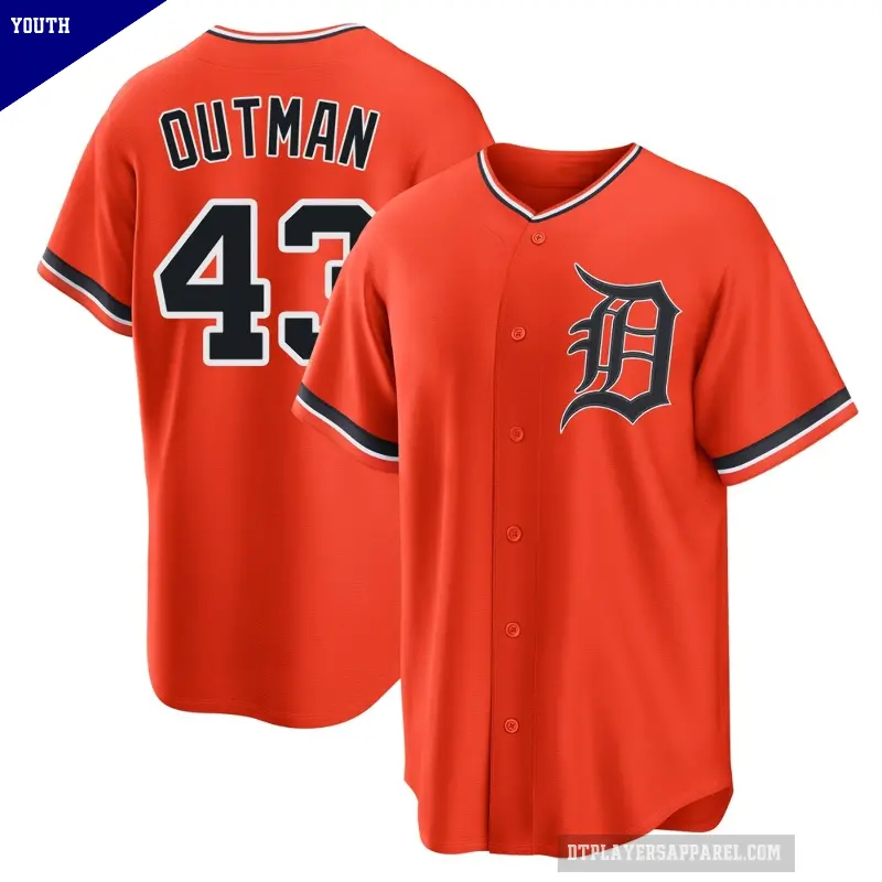 Youth No.43 James Outman Detroit Tigers Orange Replica Alternate Jersey
