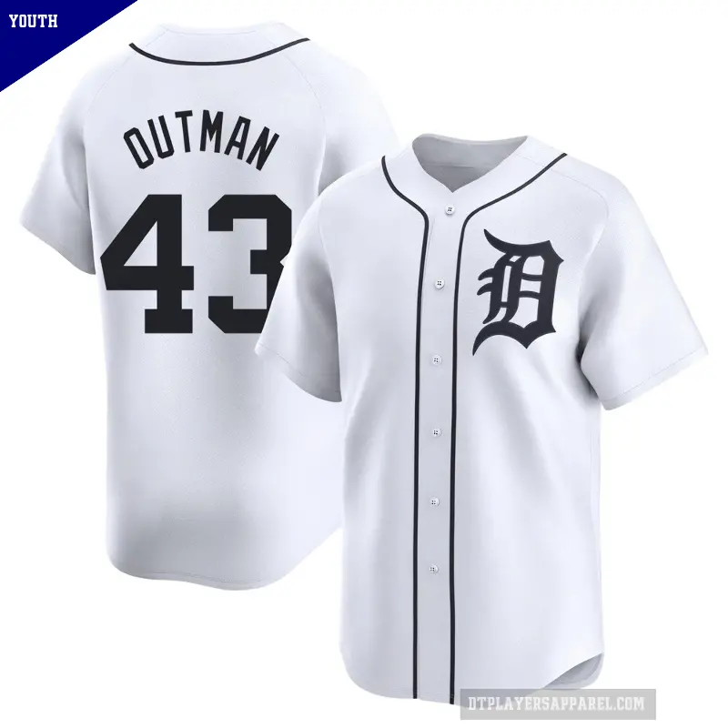 Youth No.43 James Outman Detroit Tigers White Limited Home Jersey