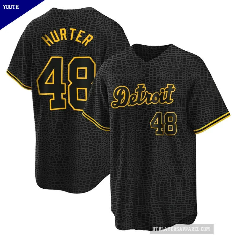 Youth No.48 Brant Hurter Detroit Tigers Black Replica Snake Skin City Jersey