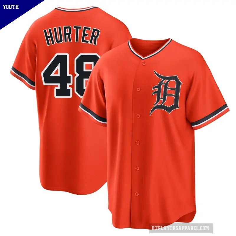 Youth No.48 Brant Hurter Detroit Tigers Orange Replica Alternate Jersey