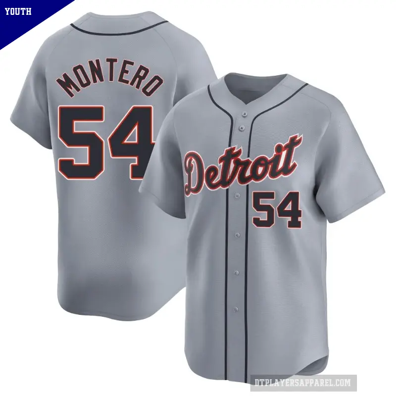 Youth No.54 Keider Montero Detroit Tigers Gray Limited Road Jersey