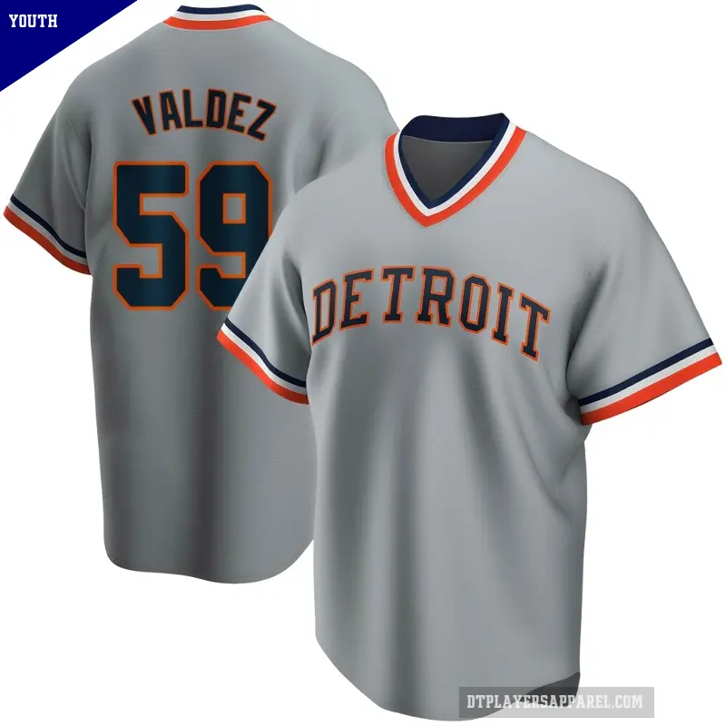 Youth No.59 Framber Valdez Detroit Tigers Gray Limited Road Cooperstown Collection Jersey