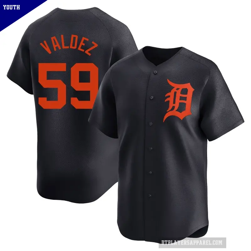 Youth No.59 Framber Valdez Detroit Tigers Navy Limited Alternate Jersey