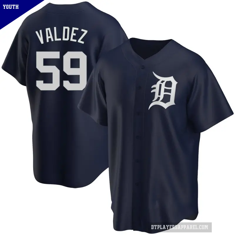 Youth No.59 Framber Valdez Detroit Tigers Navy Replica Alternate Jersey