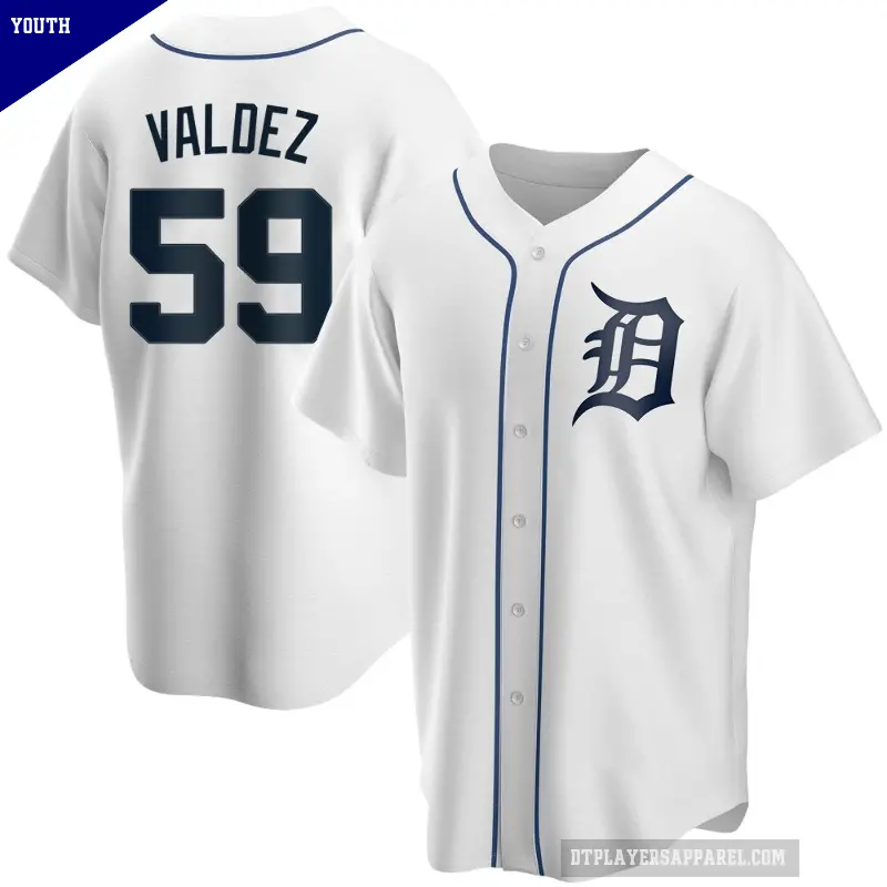Youth No.59 Framber Valdez Detroit Tigers White Replica Home Jersey