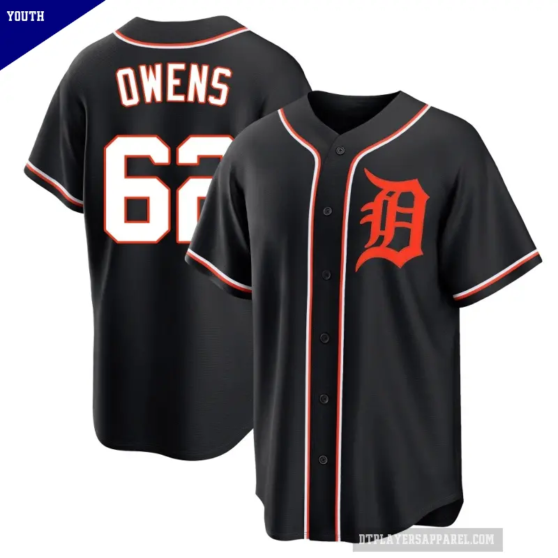 Youth No.62 Tyler Owens Detroit Tigers Black Replica Fashion Out Jersey