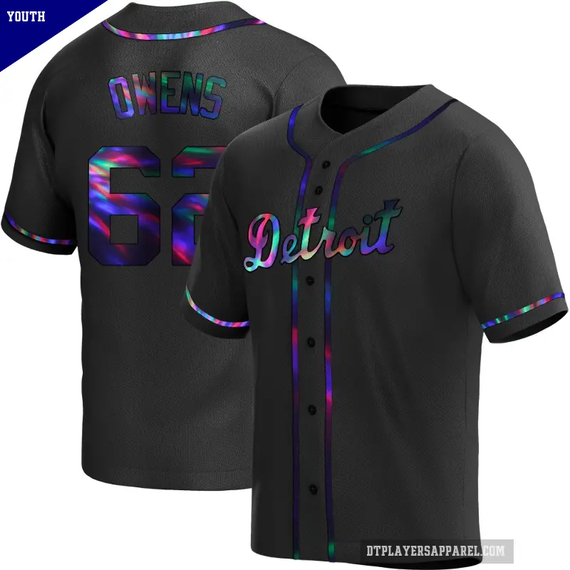 Youth No.62 Tyler Owens Detroit Tigers Black Replica Holographic Alternate Jersey