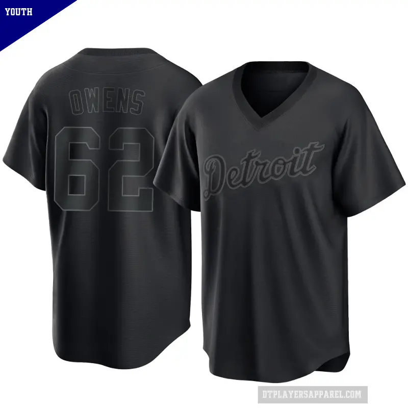 Youth No.62 Tyler Owens Detroit Tigers Black Replica Pitch Fashion Jersey