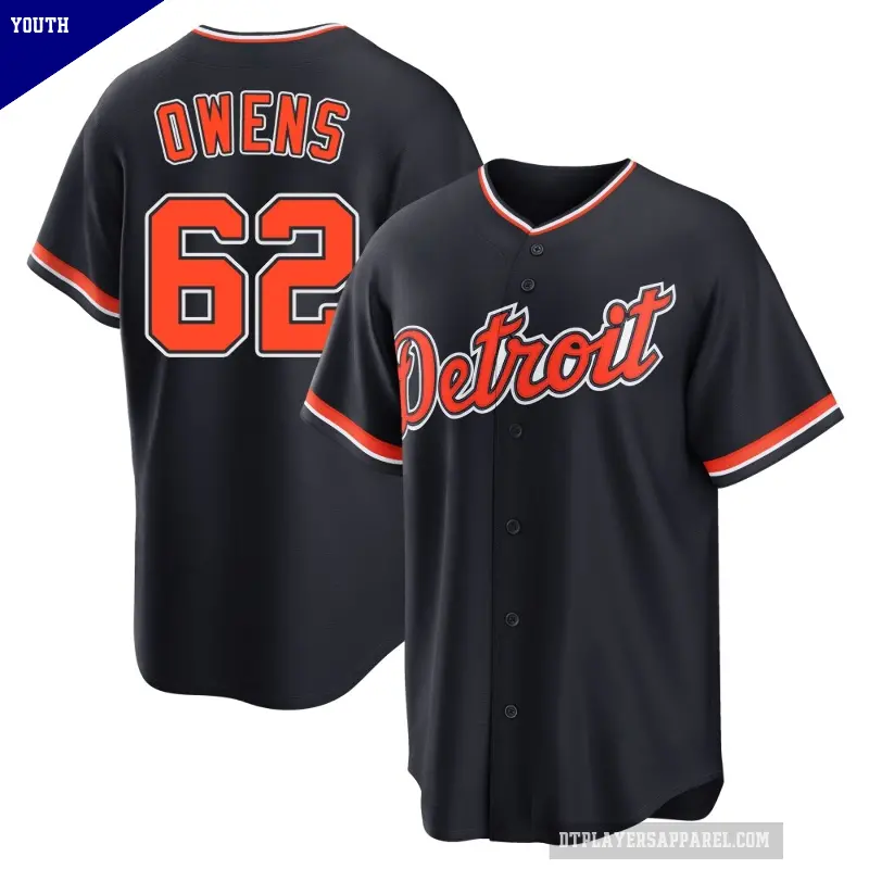 Youth No.62 Tyler Owens Detroit Tigers Navy Replica Alternate 2nd Jersey