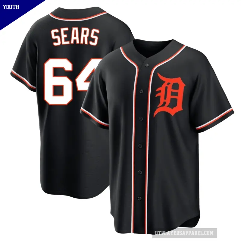 Youth No.64 Andrew Sears Detroit Tigers Black Replica Fashion Out Jersey