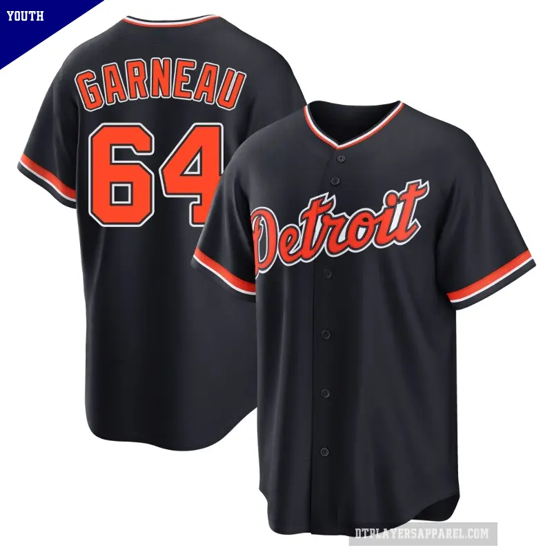 Youth No.64 Dustin Garneau Detroit Tigers Navy Replica Alternate 2nd Jersey