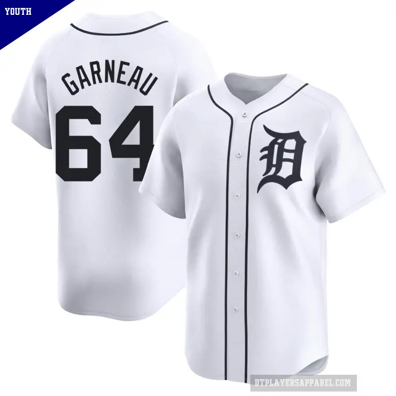 Youth No.64 Dustin Garneau Detroit Tigers White Limited Home Jersey
