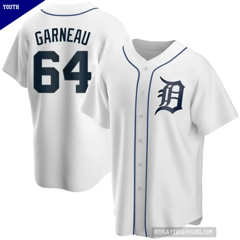Youth No.64 Dustin Garneau Detroit Tigers White Replica Home Jersey