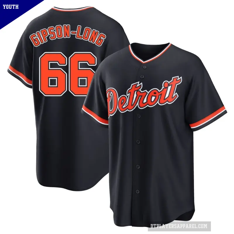 Youth No.66 Sawyer Gipson-Long Detroit Tigers Navy Replica Alternate 2nd Jersey