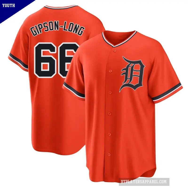 Youth No.66 Sawyer Gipson-Long Detroit Tigers Orange Replica Alternate Jersey