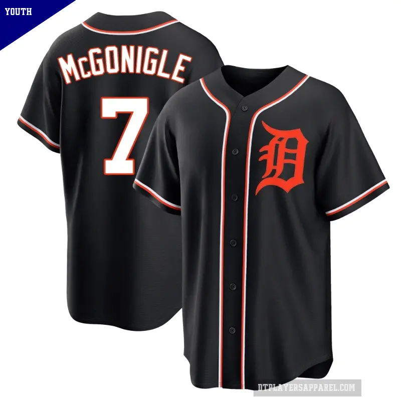 Youth No.7 Kevin McGonigle Detroit Tigers Black Replica Fashion Out Jersey