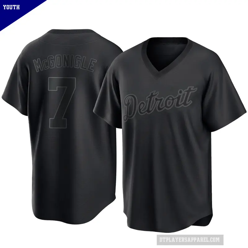 Youth No.7 Kevin McGonigle Detroit Tigers Black Replica Pitch Fashion Jersey