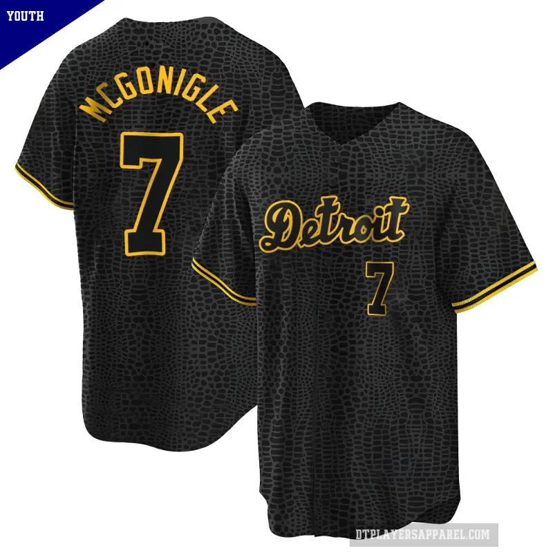 Youth No.7 Kevin McGonigle Detroit Tigers Black Replica Snake Skin City Jersey