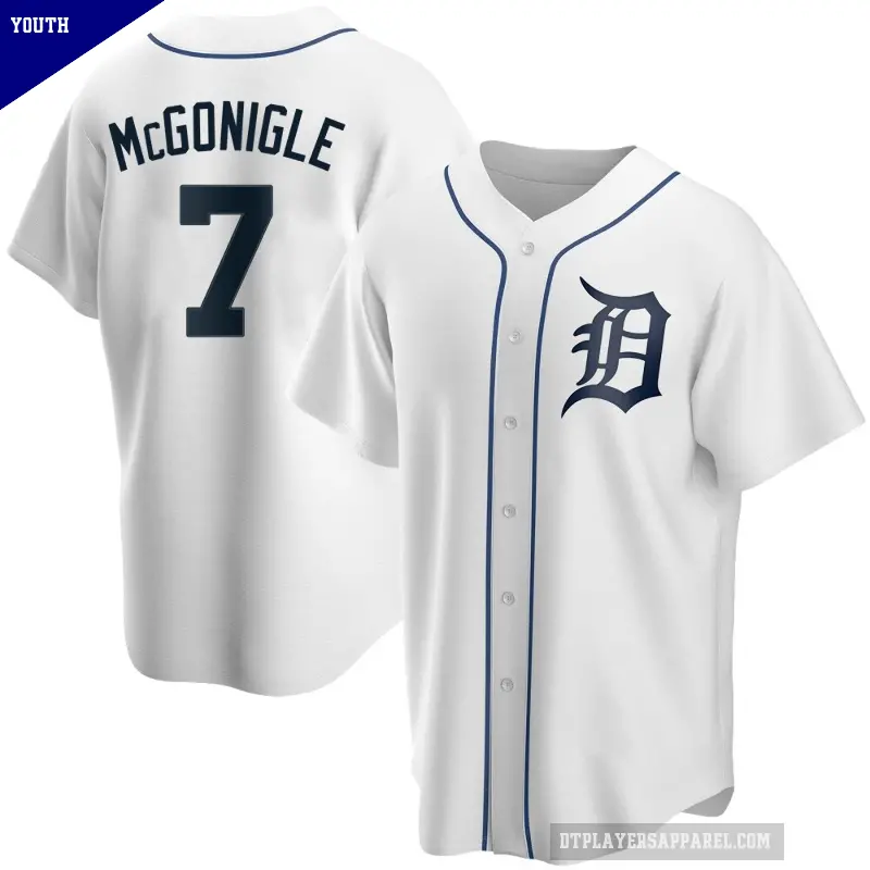 Youth No.7 Kevin McGonigle Detroit Tigers White Replica Home Jersey